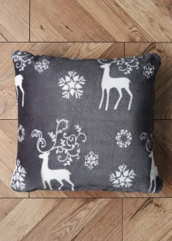 BHS Grey Christmas Stag Cushion