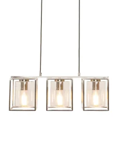 BHS Hardy 3 Light Diner Bar Satin Nickel (Adjustable 57-119cm x 60cm)