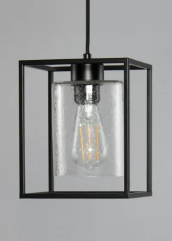 BHS Hardy 1 Light Pendant Matt Black (Adjustable 57-127cm x 18cm)
