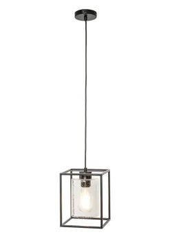 BHS Hardy 1 Light Pendant Matt Black (Adjustable 57-127cm x 18cm)