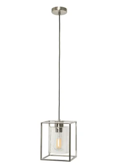 BHS Hardy 1 Light Pendant Satin Nickel (Adjustable 57-127cm x 18cm)