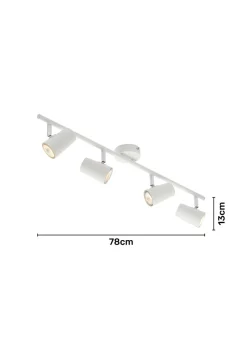 BHS Harv Adjustable 4 Spotlight Ceiling Bar White (13cm x 78cm)