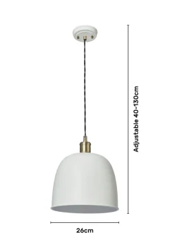 BHS Lighting Damani Ivory & Brass Ceiling 1 Light (40-130cm x 26cm)