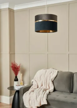 BHS Lighting Juel Velvet Easyfit Grey & Blue Shade (20cm x 30cm)