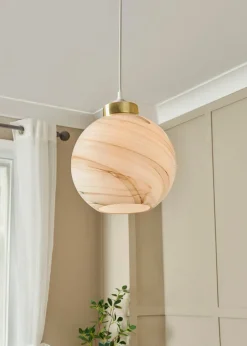 BHS Lighting Muna Marble Effect Glass Easyfit Shade (22cm x 22cm)