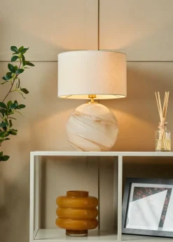 BHS Lighting Muna Marble Glass Table Lamp (42cm x 30cm)