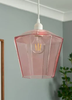 BHS Lighting Octagon Easyfit Glass Pink (23cm x 20cm)