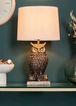 BHS Lighting Ollie Owl Bronze Table Lamp (46cm x 27cm)