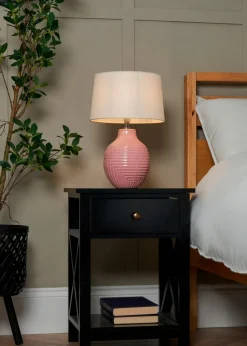 BHS Lighting Polly Pink Ceramic Table Lamp (39cm x 26cm)