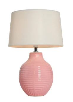 BHS Lighting Polly Pink Ceramic Table Lamp (39cm x 26cm)