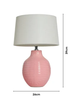BHS Lighting Polly Pink Ceramic Table Lamp (39cm x 26cm)