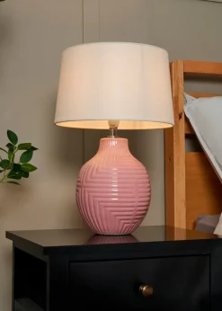 BHS Lighting Polly Pink Ceramic Table Lamp (39cm x 26cm)