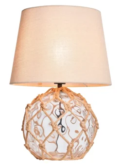 BHS Lighting Seaqua Clear Dimpled Glass Rope Table Lamp (41cm x 28cm)