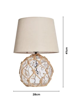 BHS Lighting Seaqua Clear Dimpled Glass Rope Table Lamp (41cm x 28cm)