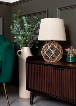 BHS Lighting Seaqua Clear Dimpled Glass Rope Table Lamp (41cm x 28cm)