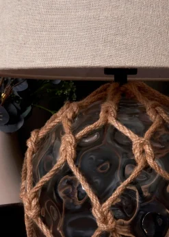 BHS Lighting Seaqua Clear Dimpled Glass Rope Table Lamp (41cm x 28cm)