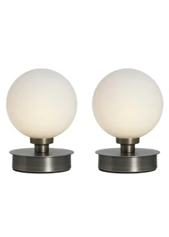 BHS Lighting Tobey Touch Table Lamp PAIR Pewter (18cm x 12cm)