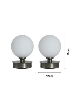 BHS Lighting Tobey Touch Table Lamp PAIR Pewter (18cm x 12cm)