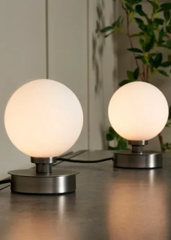 BHS Lighting Tobey Touch Table Lamp PAIR Pewter (18cm x 12cm)