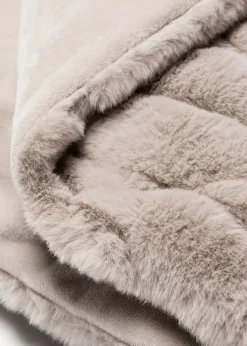 BHS Luxury Embossed Tan Rabbit Faux Fur Throw (127x152cm)