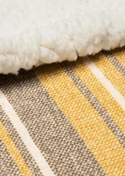 BHS Luxury Warm Ochre Check Throw with Faux-Shearling (130x150cm)