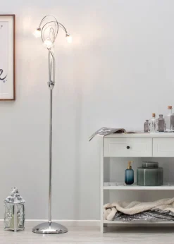 BHS Marianne Floor Lamp 3 Light Chrome (163cm x 35cm)