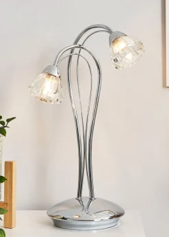 BHS Marianne Table Lamp 2 Light Chrome (38cm x 21cm)