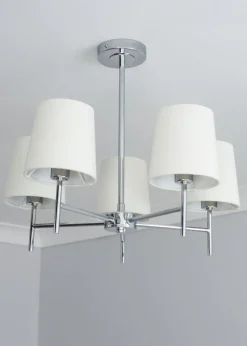 BHS Mira Semi Flush Ceiling 5 Light Chrome & Natural (40cm x 47cm)