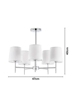 BHS Mira Semi Flush Ceiling 5 Light Chrome & Natural (40cm x 47cm)