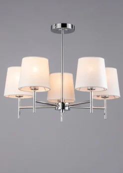 BHS Mira Semi Flush Ceiling 5 Light Chrome & Natural (40cm x 47cm)