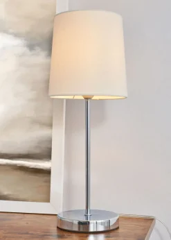 BHS Mira Touch Table Lamp Chrome & Natural (40cm x 15cm)