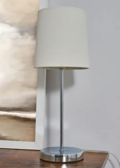 BHS Mira Touch Table Lamp Chrome & Natural (40cm x 15cm)