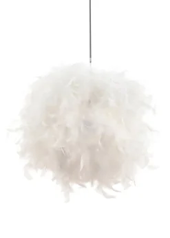 BHS White Plume Feather Ball Pendant Light (112cm x 40cm x 40cm)