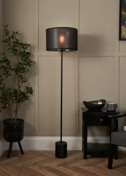 BHS Wych Marble Base Floor Lamp Black (150cm x 35cm)