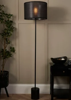 BHS Wych Marble Base Floor Lamp Black (150cm x 35cm)
