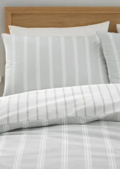 Bianca Fine Linens Ashford Stripe 200 Thread Count Cotton Percale Reversible Duvet Cover Set
