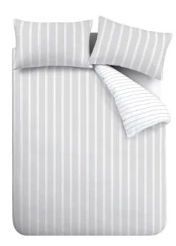 Bianca Fine Linens Ashford Stripe 200 Thread Count Cotton Percale Reversible Duvet Cover Set