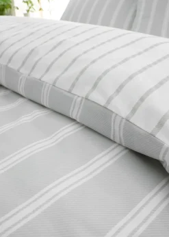 Bianca Fine Linens Ashford Stripe 200 Thread Count Cotton Percale Reversible Duvet Cover Set