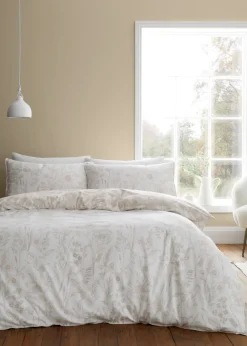 Bianca Fine Linens Brushed Cotton Floral Toile Reversible Duvet Cover Set