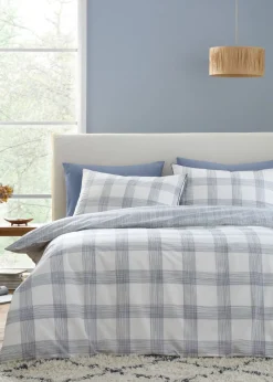 Bianca Fine Linens Marlow Check 200 Thread Count Cotton Percale Reversible Duvet Cover Set