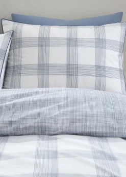 Bianca Fine Linens Marlow Check 200 Thread Count Cotton Percale Reversible Duvet Cover Set