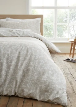 Bianca Fine Linens Shadow Leaves 200 Thread Count Cotton Reversible Duvet Cover Set