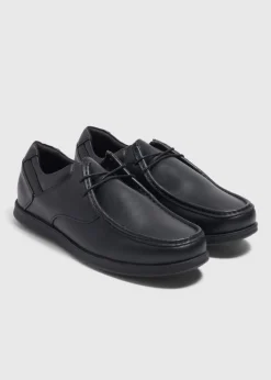 Black Apron Lace-Up Derby Shoes