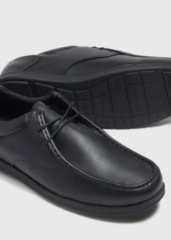 Black Apron Lace-Up Derby Shoes