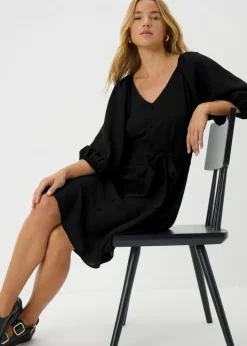 Black Belted Mini Tea Dress