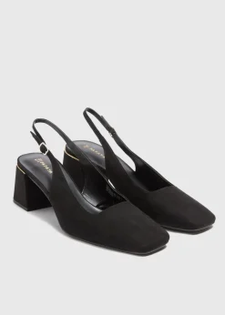 Black Block Sling Back Heels