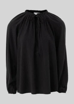 Black Boho Tie Neck Blouse