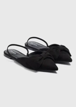 Black Bow Point Slingbacks