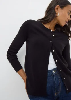 Black Button Soft Cardigan