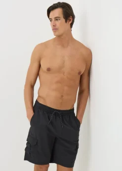 Black Cargo Swim Shorts
